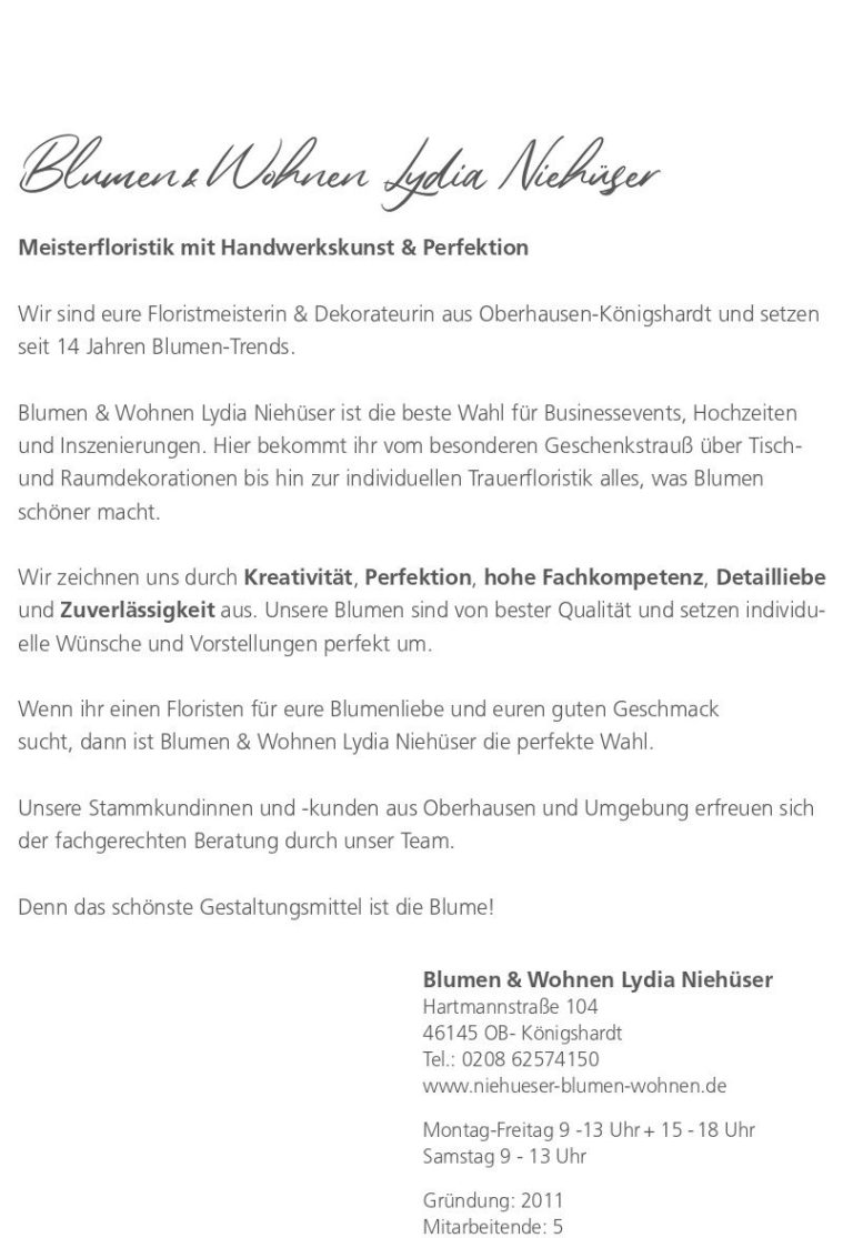 Blumen & Wohnen Lydia Niehüser Blumen & Wohnen Lydia Niehüser